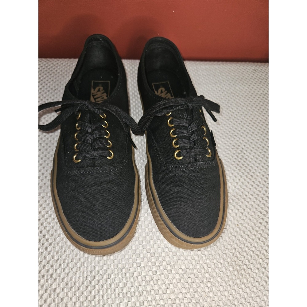 Vans 721356 Black Gold Canvas Skating Shoes Sneakers Unisex Men 7/Women 8.5